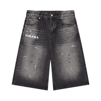Men’s Vintage Wash Wide Leg Denim Shorts