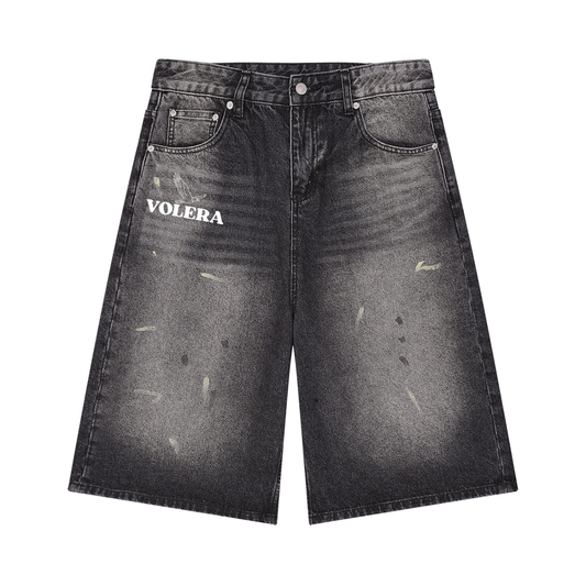 Men’s Vintage Wash Wide Leg Denim Shorts